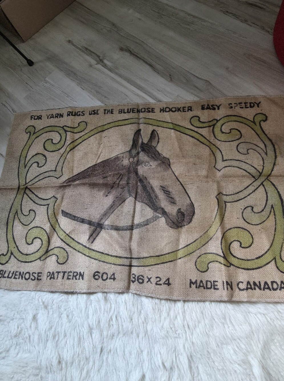 Vintage Bluenose Pattern 604 rug hooking burlap canvas,horse head